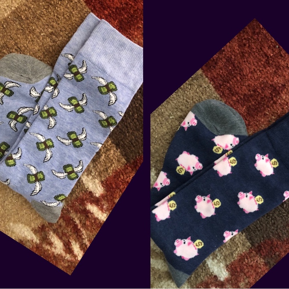 2/$25 New Novelty Graphic Crew Socks